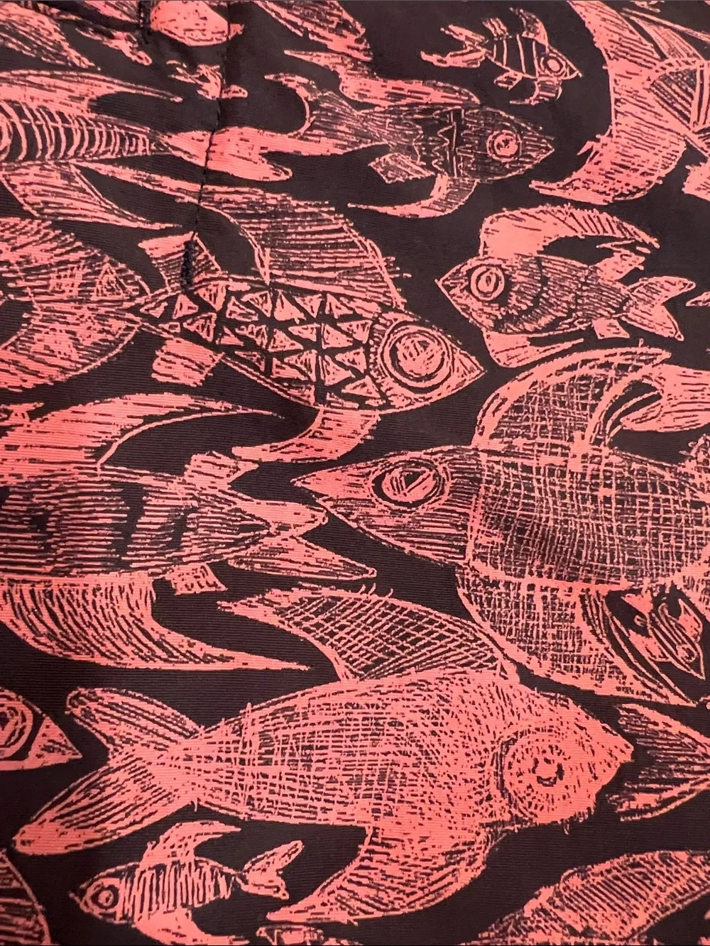 Like New Patagonia Wavefarer Board Coral 🪸 Black Fish Print Swim Surf Shorts!